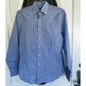 Knot standard Custom mens wear Blue Long sleeve front‎ Button shirt Size Small